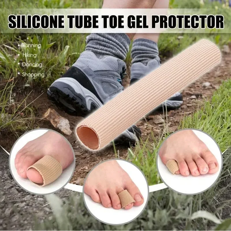 Silicone Tube Toe Cover Fabric Gel Bandage Relief Bunion Toe Separator Calluses Protection Finger Sleeve Corrector Foot Care