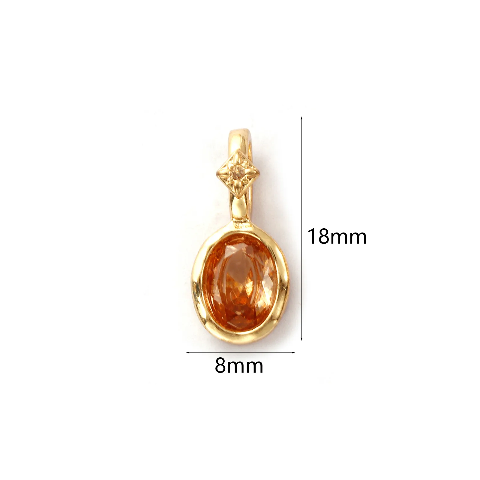 1 Stück Messing & Zirkonia Geburtsstein Charms 14K vergoldet Oval Anhänger für DIY Halskette Ohrring Schmuckherstellung 18mm x 8mm – Detail 12