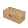 Handmade Storage Shelf Basket with Lid Rectangular Seagrass Rattan Woven Makeup Organizer Multipurpose Container Natural Box 6