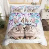 Easter Rose Rabbit Duvet Cover Cute Bunny Happy Easter Bedding Set Full for Kids Boys Girls,Rustic Flower Animal Comforter Cover 6