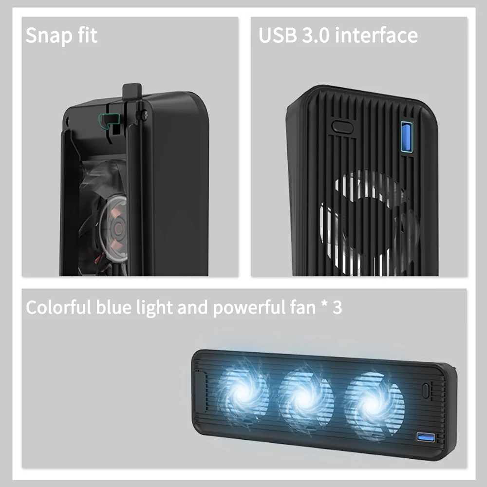 Cooling Fan USB3.0 Game Console Cooling Fan Quiet Cooler LED Light 5500/9500RPM With 3 Fans For PS5/PS5 Slim Console