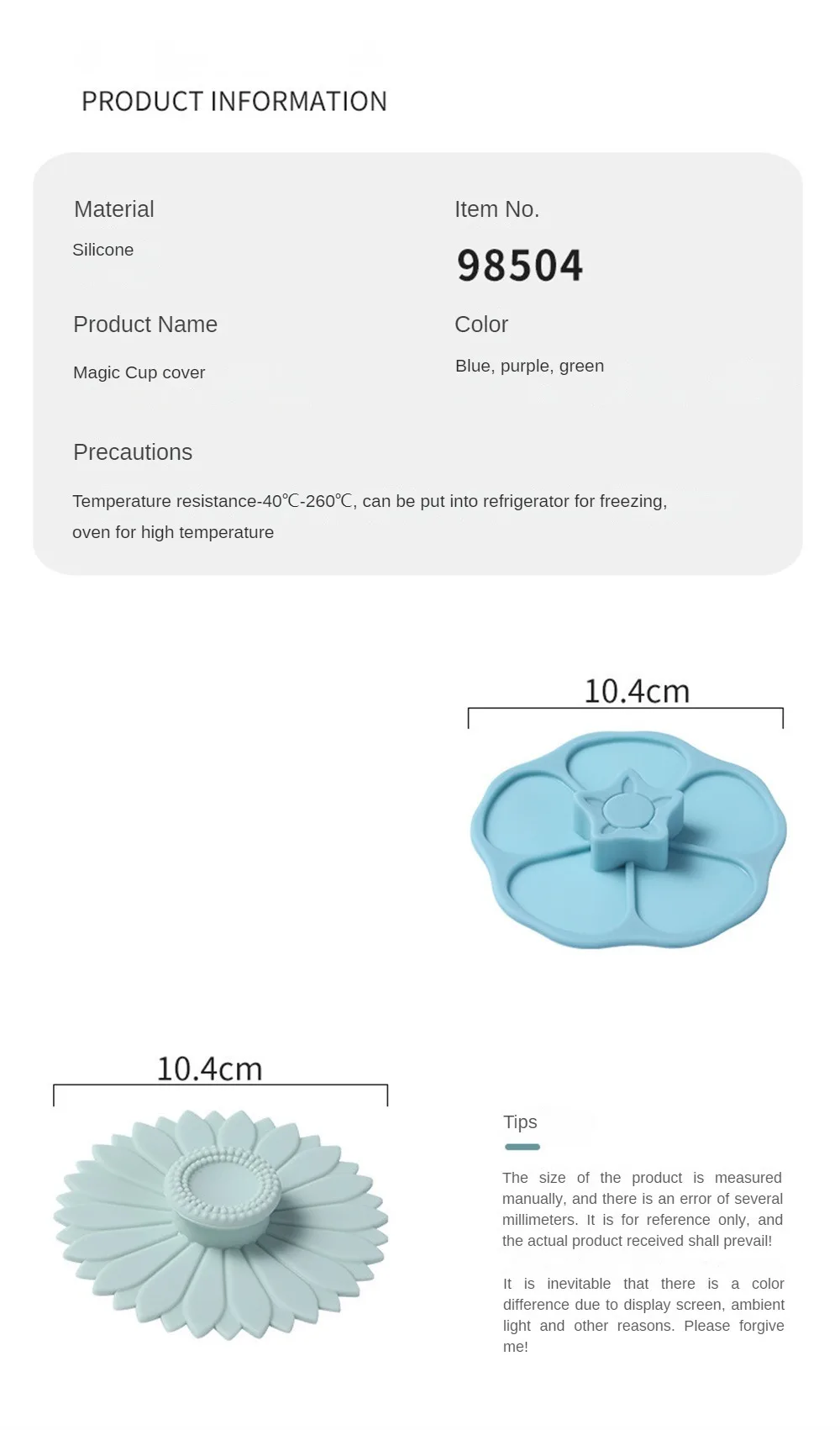 Description Picture 4 of itemSilicone Cup Lid Sealed Creative Cup Lid Mug Glass Ceramic Cup Dust-proof Nordic Cup Lid Drinkware Kitchen Dining