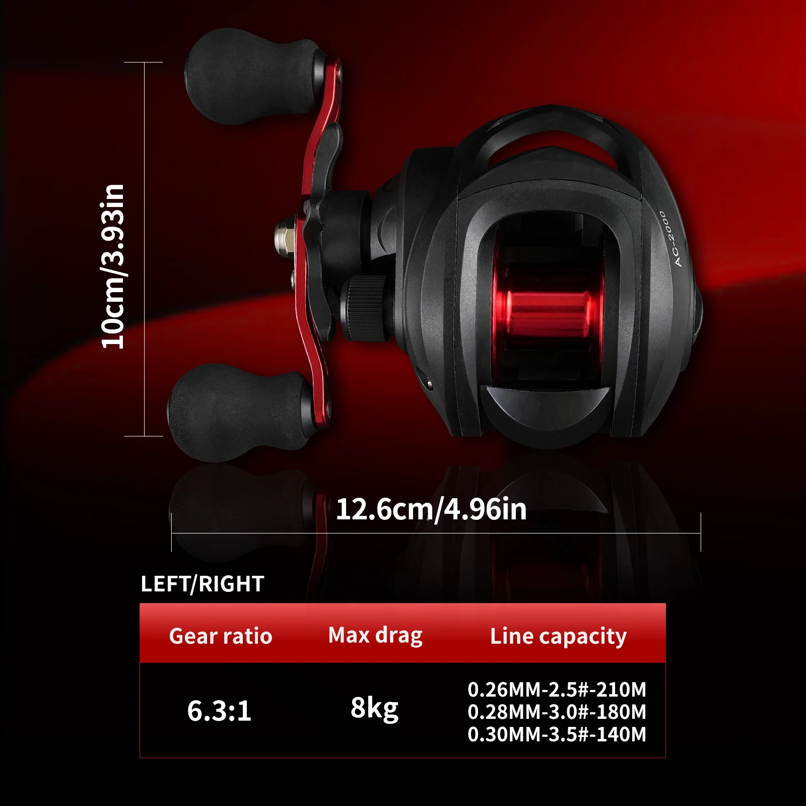 Fishing Reel ROOBLINOS AC Baitcasting Reel 7.2:1 Gear Ratio Max Drag 10kg Wheel Metal Spool Trolling Reel for Freshwater Carp Fishing