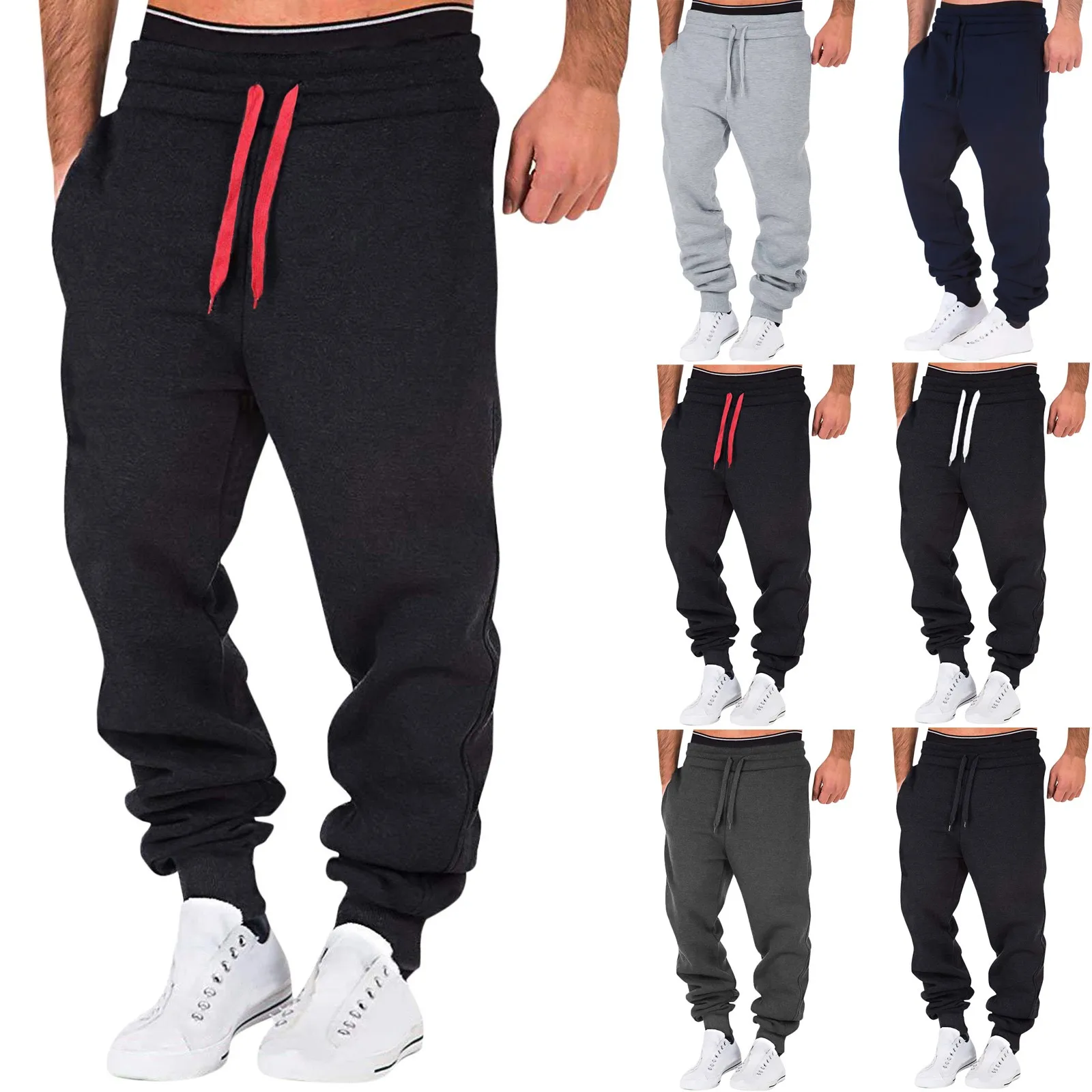 50109-40efc3.jpg Men Loose Sport Running Sweatpants Winter Warm Fleece Fitness Training Pants Men Straight Trousers Tracksuit Jogging Sportswear - Image 1