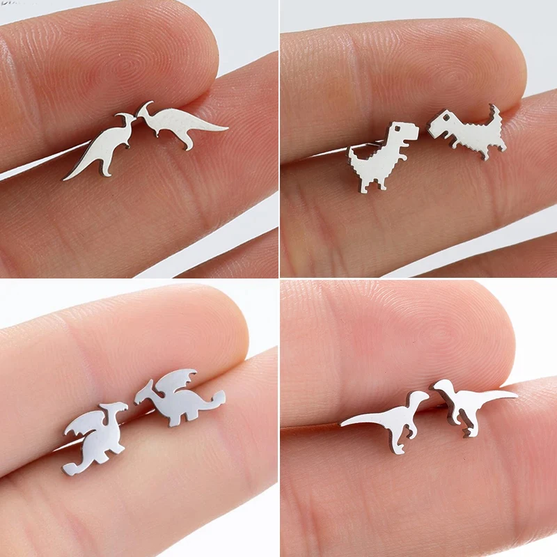 

Серьги-гвоздики из нержавеющей стали с тираннозавром для женщин и детей