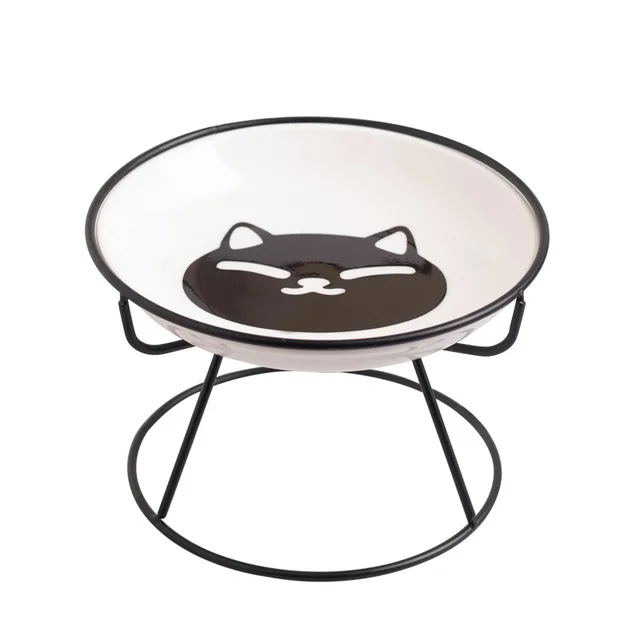 Pet Ceramic Bowl Cat Food Canned Tray with Stand 5