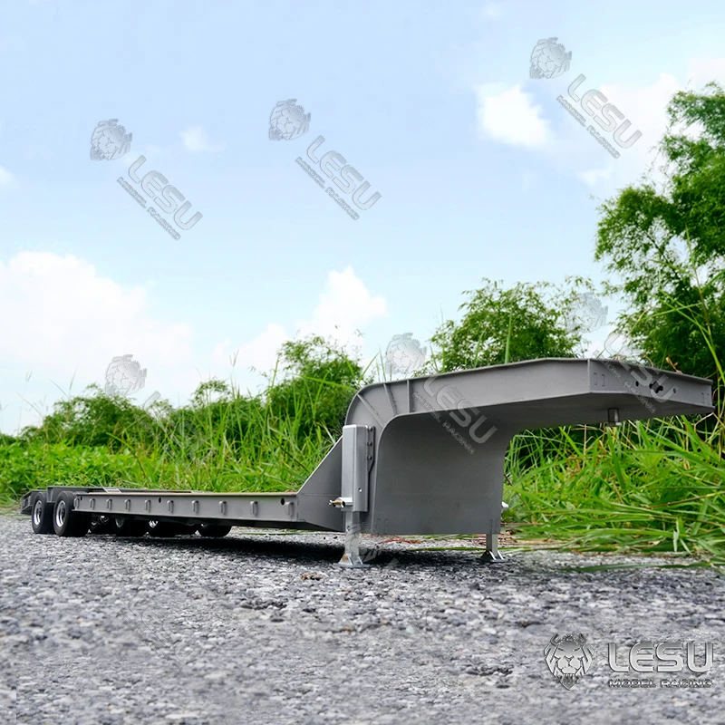 US Stock LESU 4 Axles Metal Heavy Duty Trailer For 1/14 Tamiyay RC Tractor Truck Toys Radio Control Hydraulic Tipper Dumper Toy 3