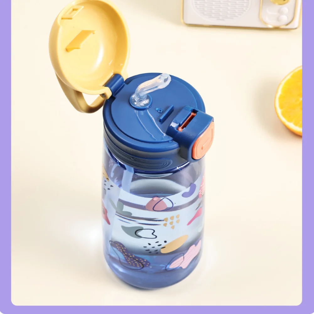 빨대 어린이 시피 컵 물병, 누출 방지 플라스틱 물컵, 학교 야외 음료수 병 음료 용기, 600ml