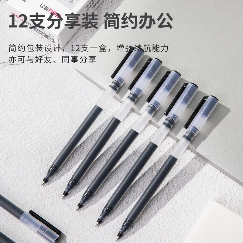 Deli 12 Pcs 0.5mm High Capacity Black Red Ink Gel Pen Signing Pen Office School Supplies Stationery gel pens