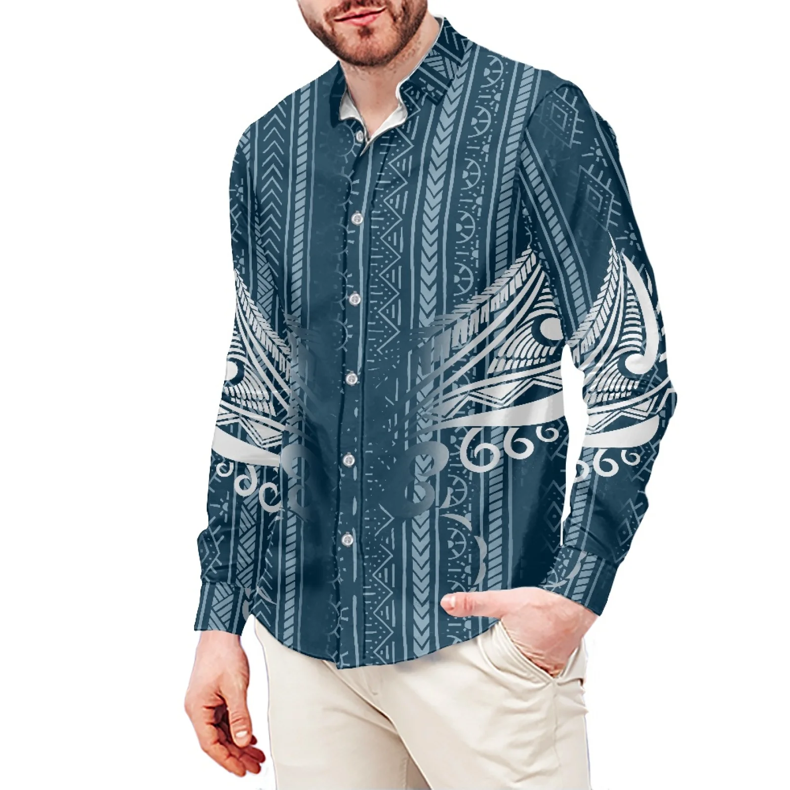 

Футболка мужская с принтом крыла тотем, стильная рубашка в полинезийском стиле, приталенная с длинным рукавом, с воротником-стойкой, 6XL