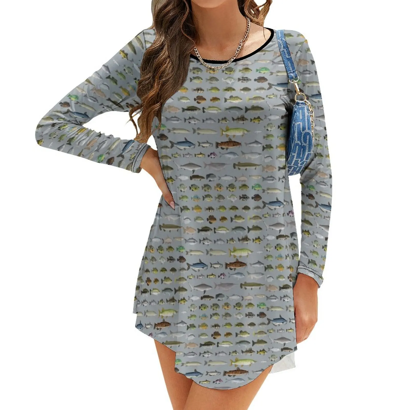 

Северная Америка, группа пресноводных рыб, платье с длинным рукавом, платье для беременных женщин, летнее платье для женщин 2024