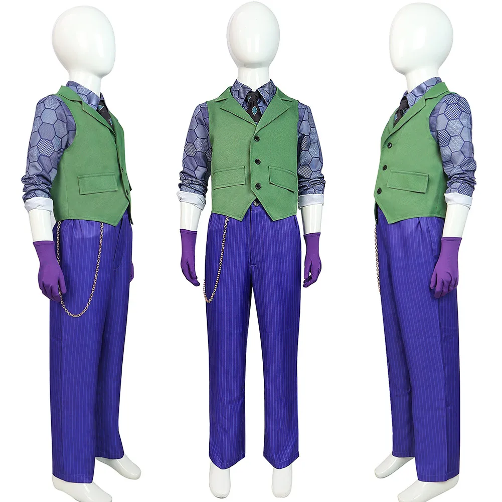 Kids Children Heath Cos Ledger Dark Knight Cosplay Costume Coat Pants Vest Outfit superhero cosplay costume kids cosplay costume Halloween Carnival Party Gifts Suit Boys Girls