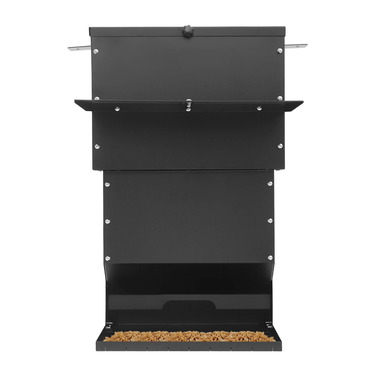 Rainproof Suspended Feeder with Covered, Black Animal Feeder Hanging Deer Feeder, Hanging Deer Feeder with Lid