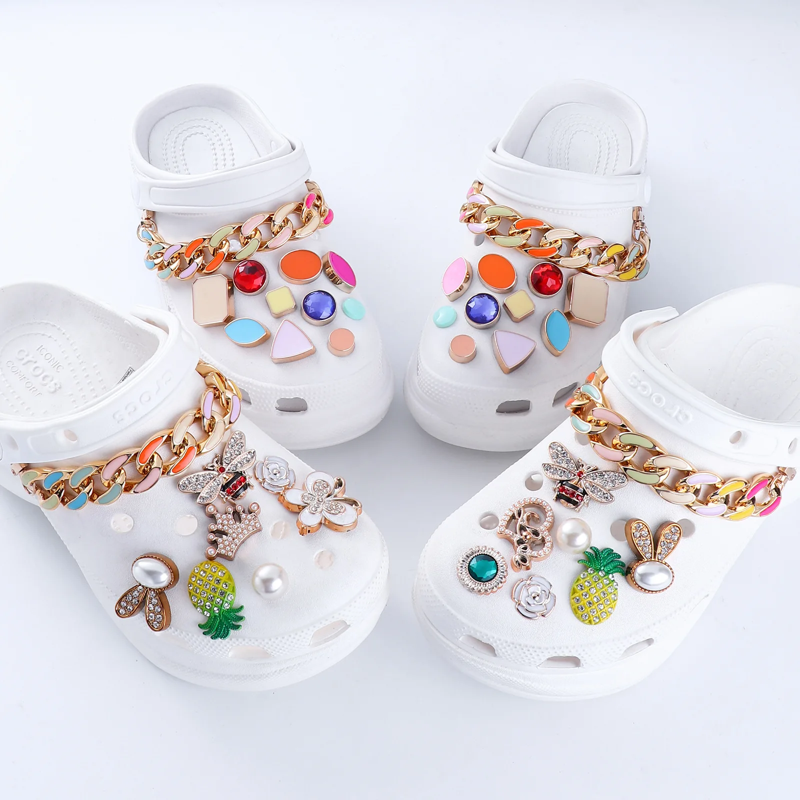 

cute chain set kit croc shoes charms DIY Accessories jibz 18pcs for croc clogs shoe Decorations party girl boy gifts