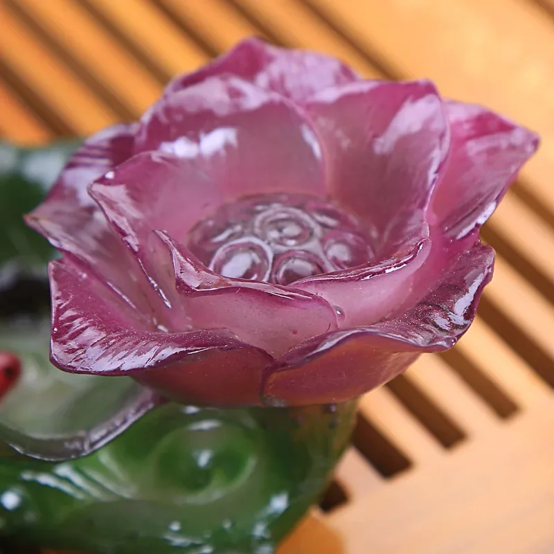 Chinese handicrafts Lotus Statue Tea Pet Resin Color-Changing Lucky flower Figurine Feng Shui Home Ornaments Tea accessories