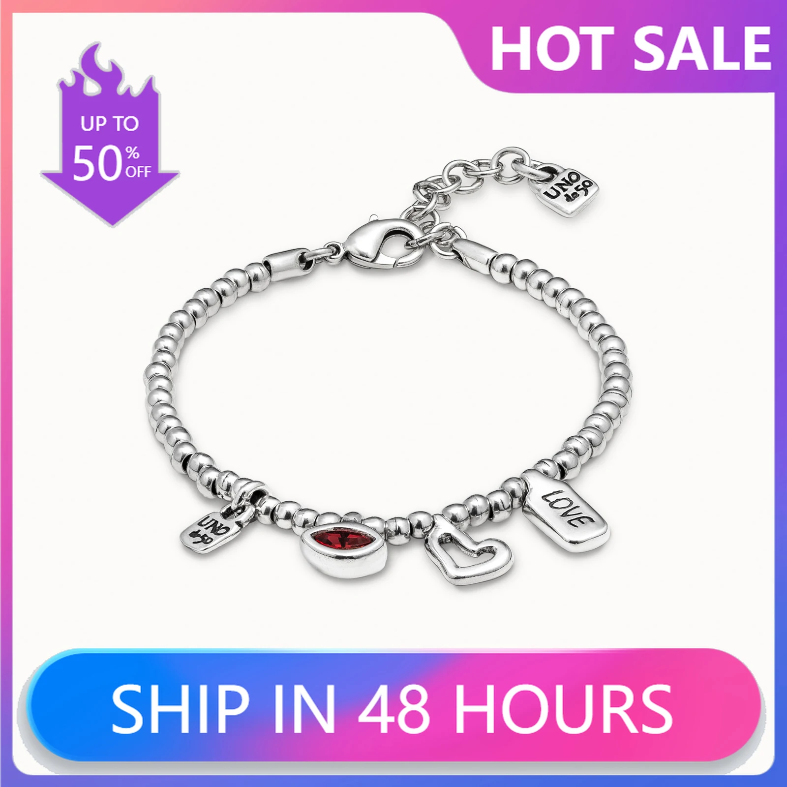 

2024 оригинальный новый продукт Испания unode 50 Ювелирные изделия универсальный маленький свежий Круглый бисер рубиновый браслет женский высококачественный праздничный подарок