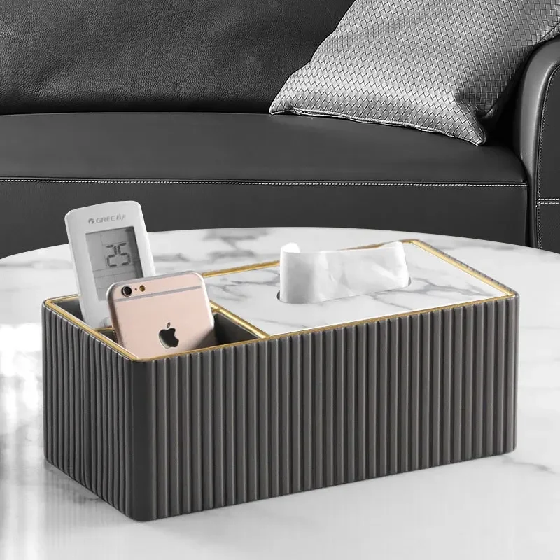 Tissue Box, Living Room Paper Drawer, Desktop Multifunctional Remote Control Storage Box 2