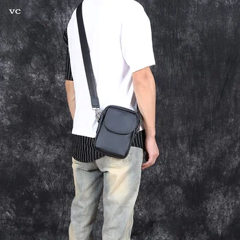 남성용 바오터우 레이어 소가죽 싱글 숄더 크로스바디 백, 수직 비즈니스 배낭, 캐주얼 신제품