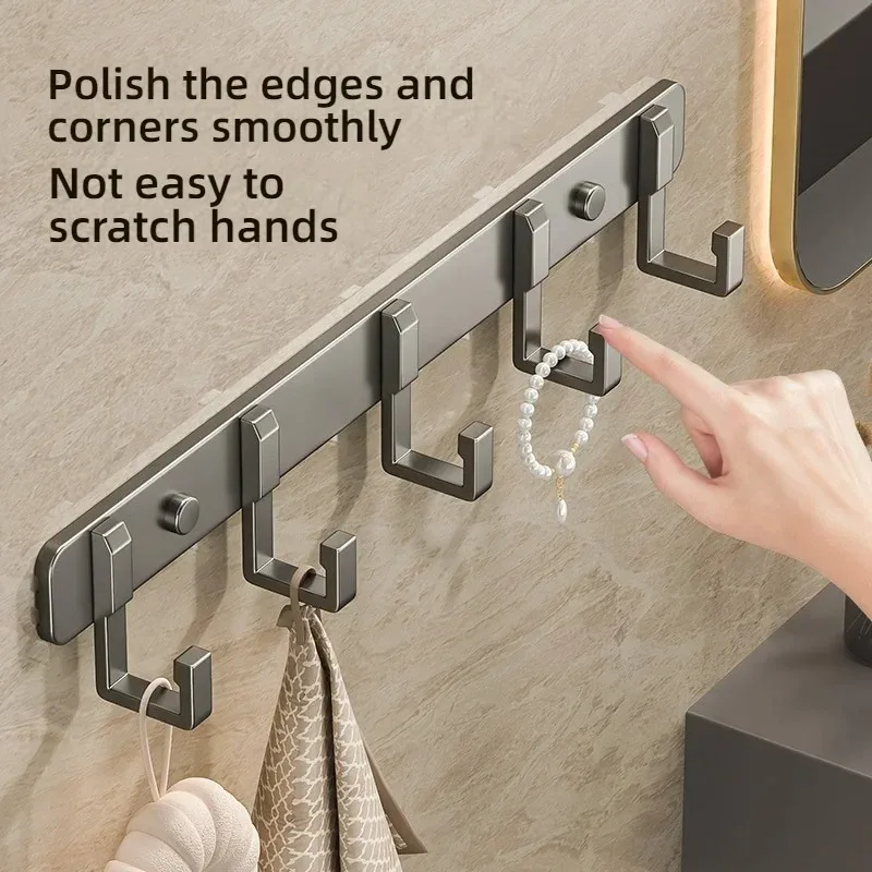 3 To 7 Hooks Metal Hooks Holder Aluminum Key Coat Clothes Door Holder Rack Hook Wall Mounted Hanger