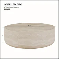 39.37” Round Coffee Table ,Travertine Textured Tables Fiberglass Center Side Tables for Living Room Office, coffee table 2