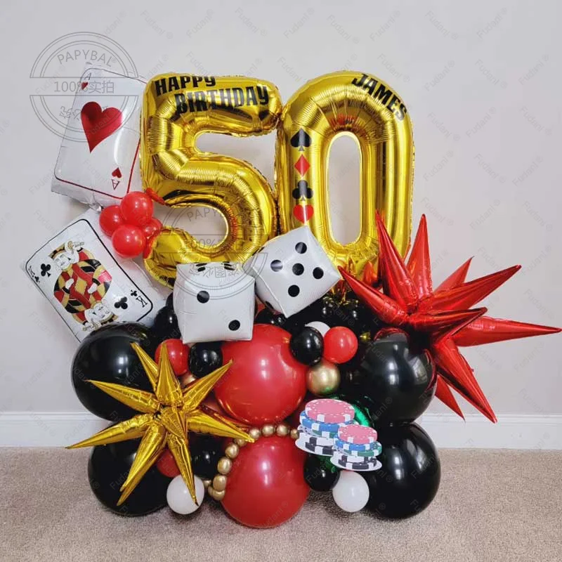 41 Stücke Poker Herzen Q Folienballons Würfel Folienballon Casino Thema Party Erwachsene Geburtstag Dekor Las Vegas Party Poker Thema Party