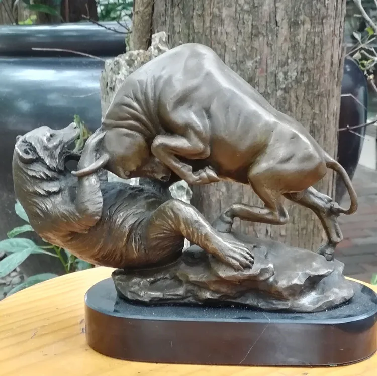 

2023 Good luck Mascot Bronze carving art COMPANY SHOP stock market financial business Success bullish bull FENG SHUI statue