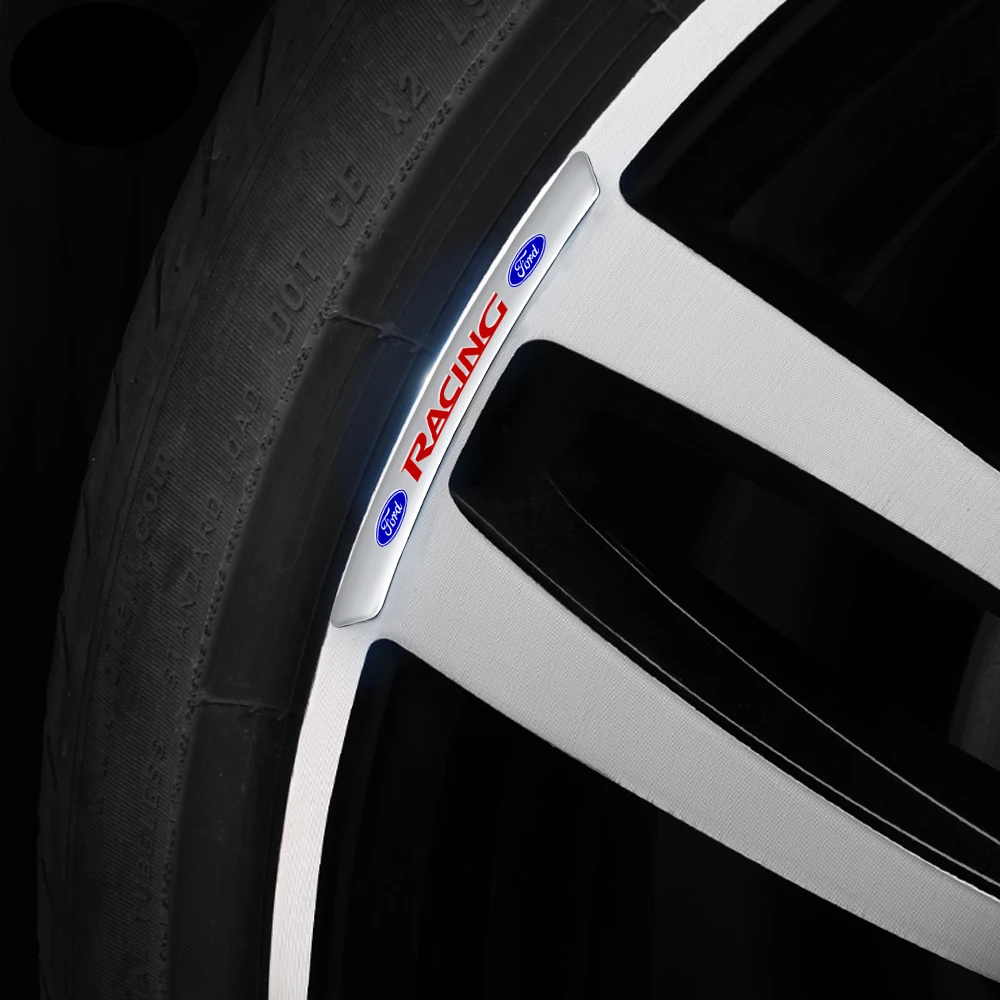 Aluminum Car Wheel Sticker Racing Truck SUV Decoration Accessories For Ford Fiesta Mondeo Fusion Explorer Escape Edge Kuga