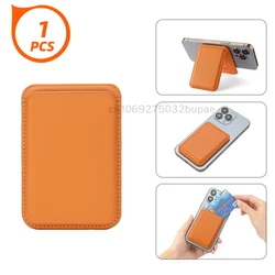 Magnetic Leather Wallet Phone Card Holder - Portable Popsockets Magsafe Edition (Orange - 1pcs)
