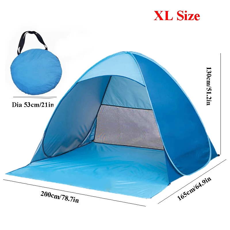 2-3Persons Pop Up Beach Tent Automatic Quickly Open Outdoor Camping Tour UV50+ Portable Ultralight Sunscreen with Extended Mat