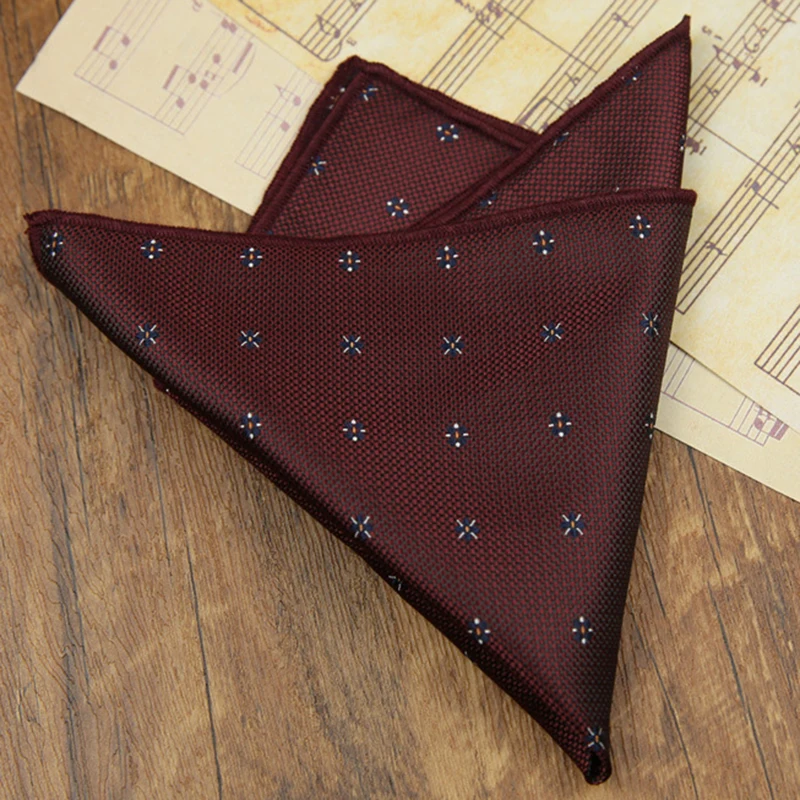23cm New Classic Striped Pocket Square Men Formal Suit Accessories Polyester Green Dots Handkerchief Wedding Fashion Hanky Gift