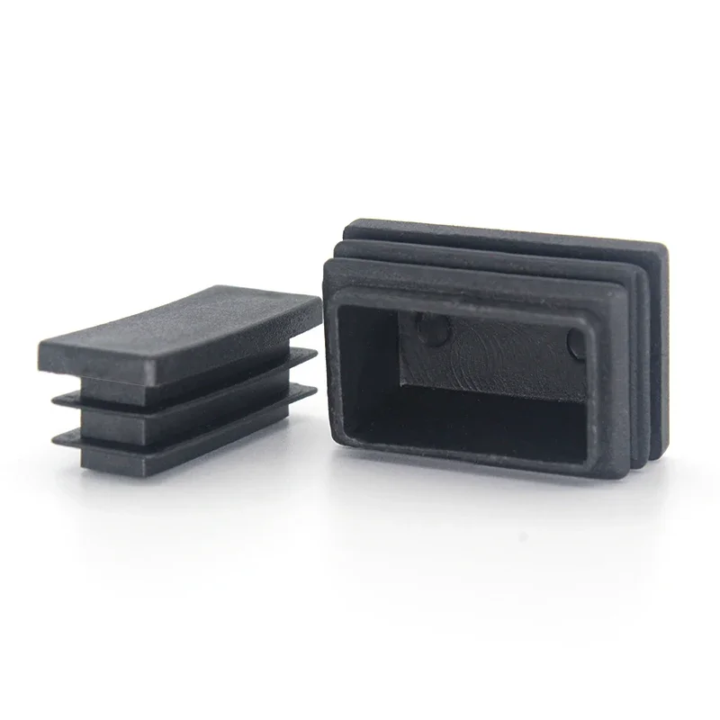 Pipe End Cap Square 10-60 15-100 Black Rectangular Tube Insert Plugs Furniture Foot Cover