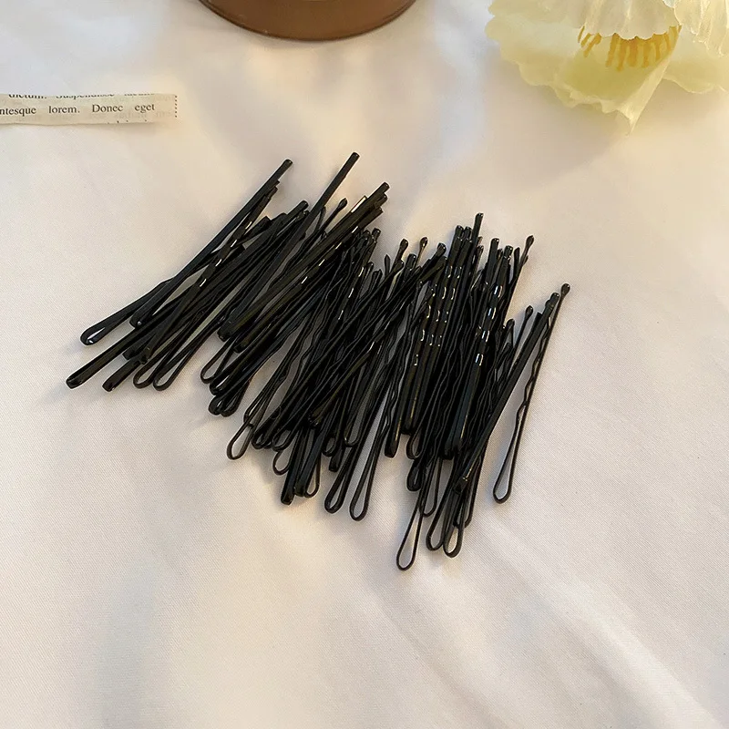 50 Stück, 100 Stück, 200 Stück schwarze Haarspangen-Set für Damen, unsichtbare Bobby-Pins, unsichtbare Wellen-Haarspangen, Haarstyling-Zubehör A – Detail 3