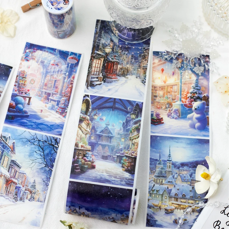 6 style 80mm * 200cm/roll multiple scene drawings Tearable Washi tape DIY handmade material scrapbook background decoration 5
