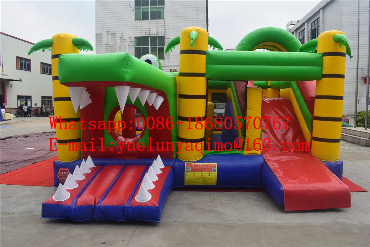 

Commercial grade hot selling crocodile theme bouncy castle trampoline slide combination YLY-066