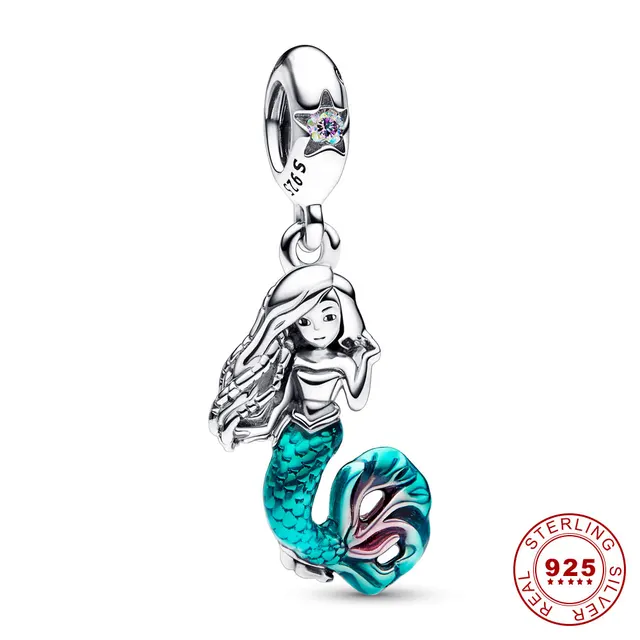 La petite sirène Ariel Shell Dangle Charm pour femme, bracelet Pandora  original, collier pendentif bricolage, bijoux - AliExpress