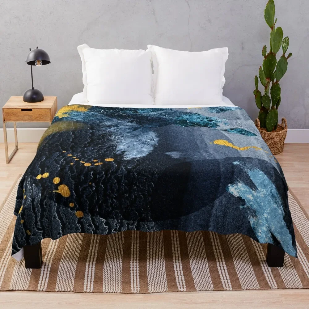 

Abstract Navy and Gold Throw Blanket Tourist anime Decorative Sofas sofa bed Blankets