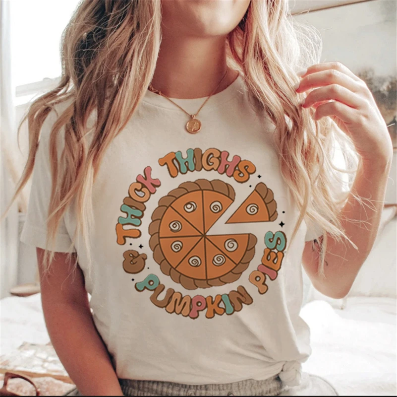 Lettera stampata bianca cartone animato Halloween autunno maglietta casual vestiti tendenza anni '90 donna donna T costume donna stampa grafica925_voghion.com