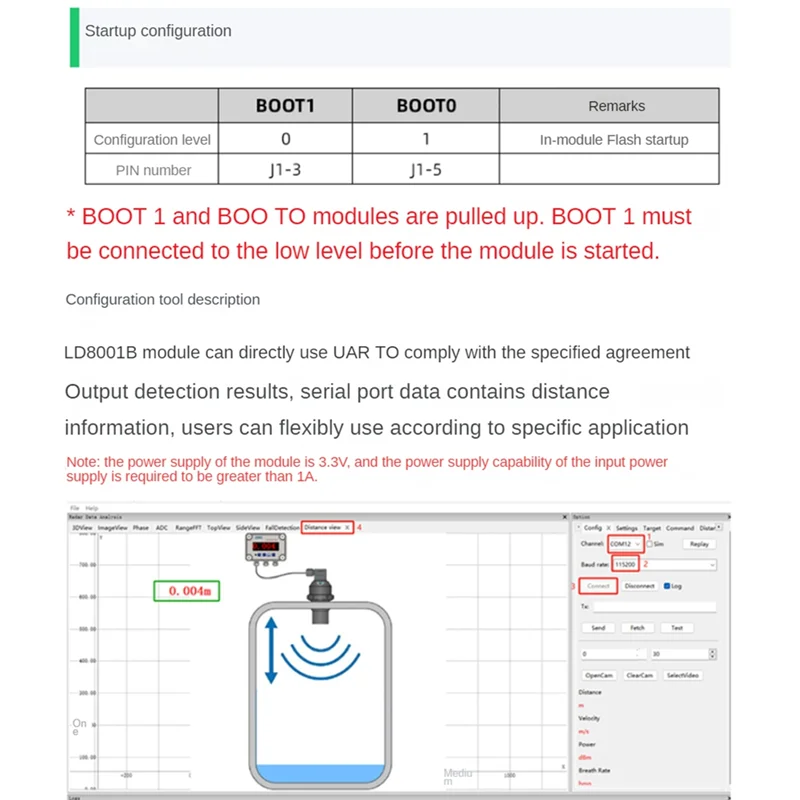 ABSS-LD8001B 테스트 키트 79G 밀리미터파 레벨 감지 센서 비접촉 레이..