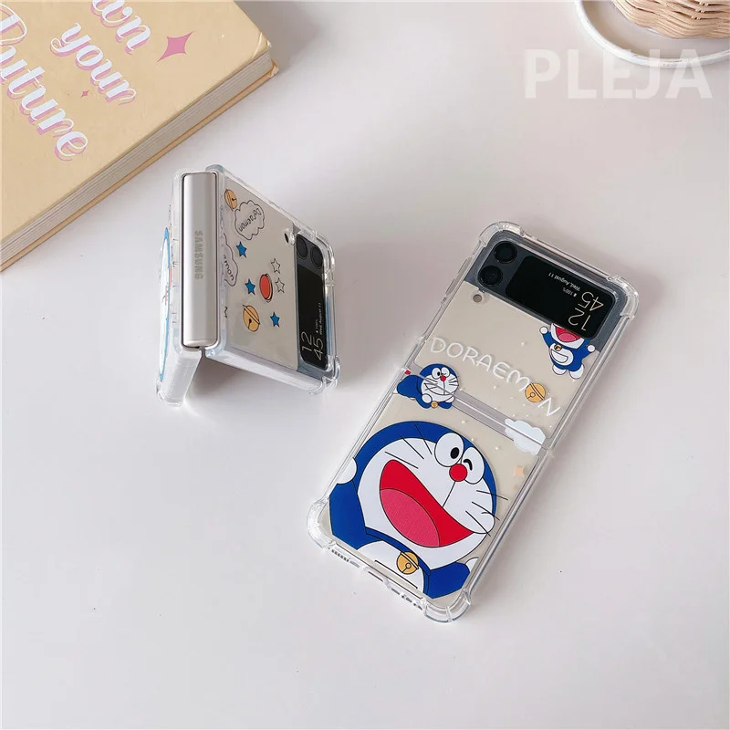 Funny Cartoon Animal Phone Case For Samsung Galaxy Z Flip 4 3 Cover Clear Cute Shockproof Acrylic Hard Cases For Z Flip3 5G Capa samsung flip3 case