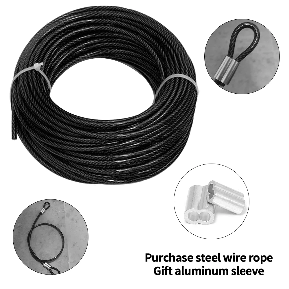 2/3/4/5/6mm Coated PVC Plastic 304 Stainless Steel Wire Rope Cable 5M/10M/50M/100M stainless steel wire rope steel wire rope