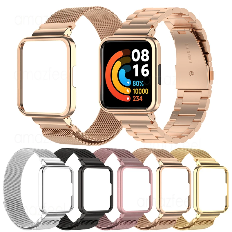 

Magnetic loop+Case Protector For POCO Watch Smart Watch Stainless Steel Bracelets for POCO Watch Metal strap Cover frame Shell
