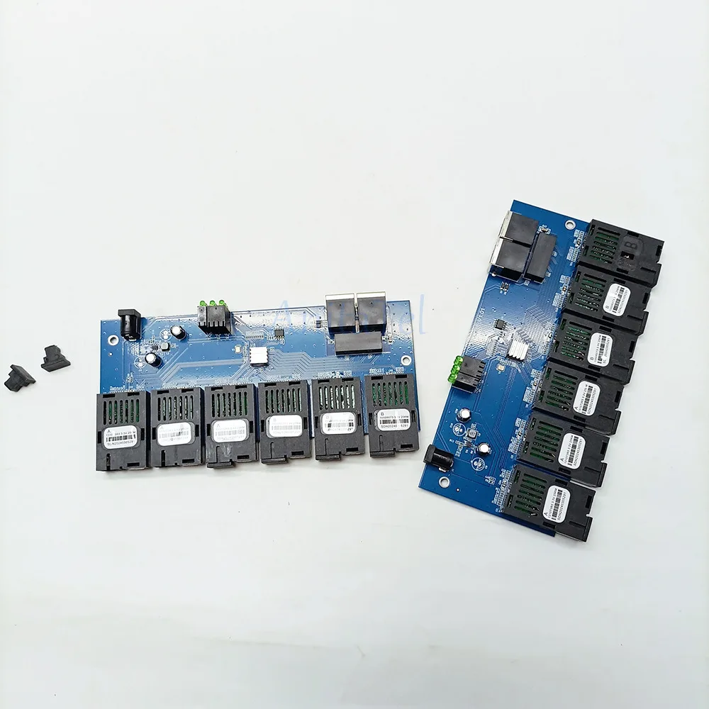 POE Switch 100M Board Fiber Media Converter 2 RJ45 To 6 SC Optic Connector 1310nm/1550Nm 3A+3B Ports 20KM Ethernet