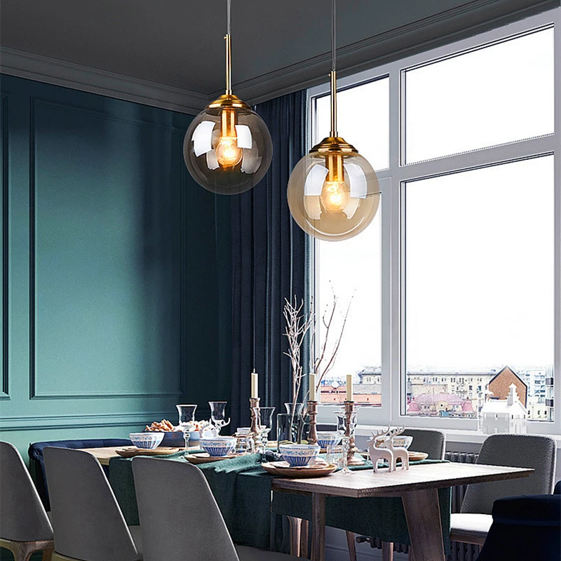 Modern Luxury Metal Chandelier Nordic Creative LED Glass Pendant Lamp Living Room Dining Room Bedside Simple Small Hanging Lamp 3