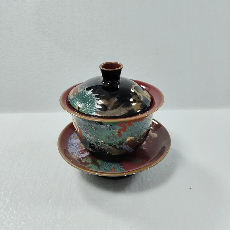 Enamel Color Three CAI Gaiwan Exquisite Ceramic Tea Bowl with Lid Cup Chinese Tea Set Gifts High Quality Infuser