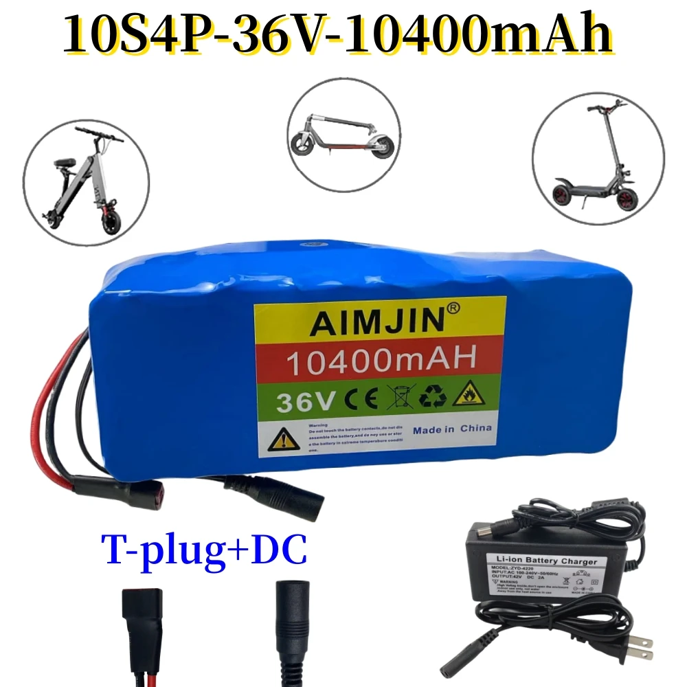 

2023 New 36V 10S4P 18650 Battery Pack 1000W High Power Battery 42V 10400mAh Ebike Electric Bike BMS+42V2A Charger