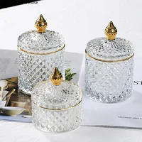 Transparent Glass Jar with Cover Storage Tank Jewelry Box Storage Boxes Cotton Swab Box Candy Jar Storage Bottles Home Organizer 2