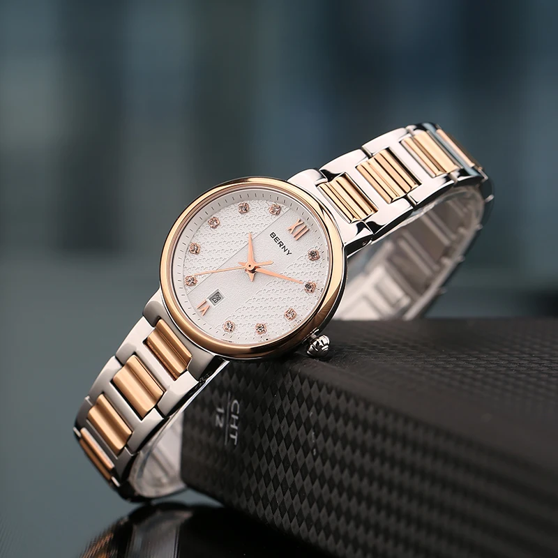Relógio Movimento Quartzo Japonês para Mulheres Vidro Safira Relógio de Pulso Diamante Impermeável para Senhoras Calendário Fashion - Image 3