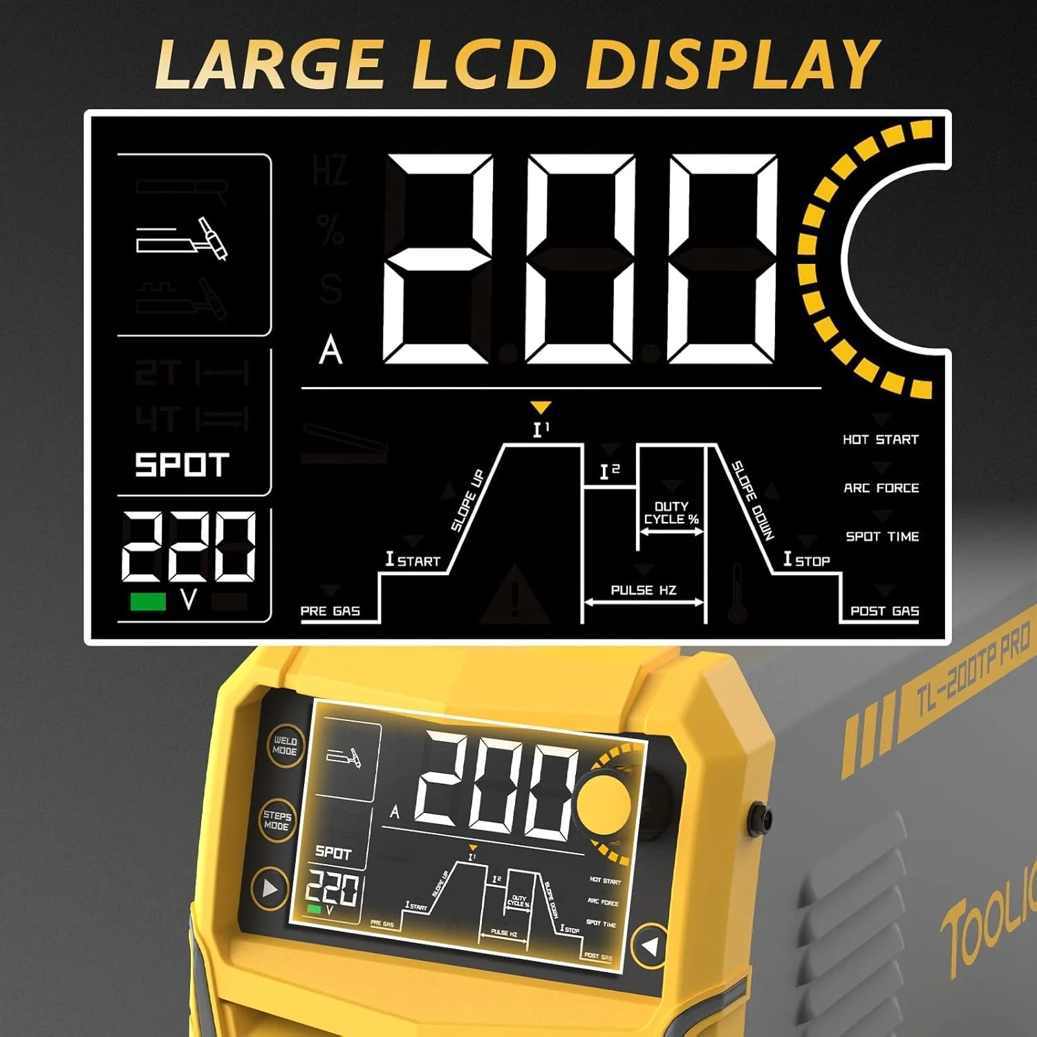TIG Welder with Pulse Multifunctional TIG Welding Machine DC TIG/Spot TIG/Stick 110&220V Dual Voltage with Large Digital Display 2
