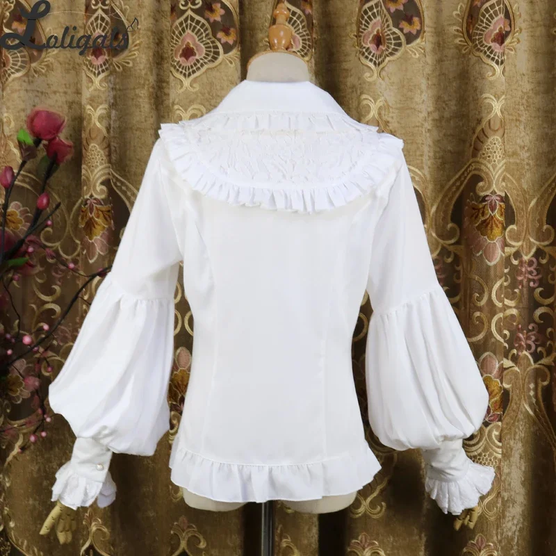 Vintage Long Bishop Sleeve Shirt Peter Pan Collar Lolita Blouse lolita blouses