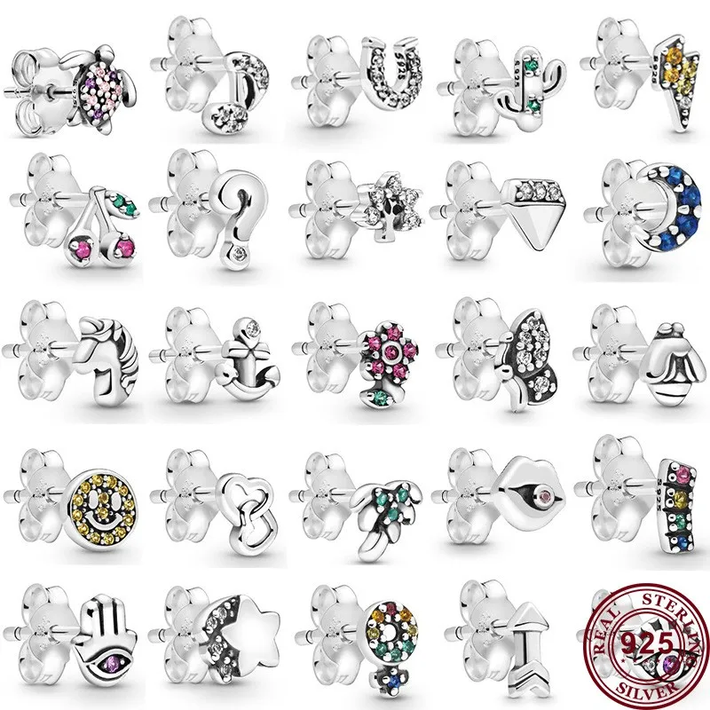 

Hot Selling 925 Sterling Silver Simple Mini ME Lucky Original Women's Classic Logo Earrings Wedding DIY Fashion Charm Jewelry